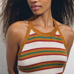 Zara Multicolor Striped Knit Crop Top
